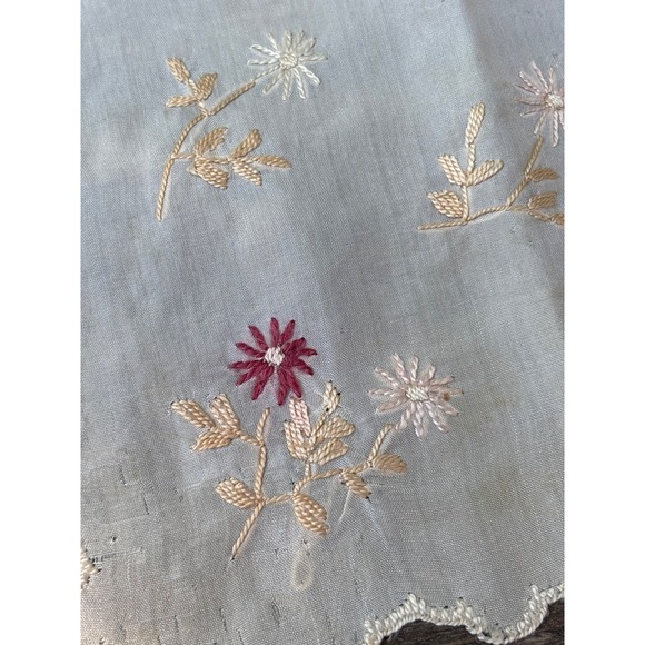 The Unbranded Brand Accessories - Vintage Victorian Embroidered Silk‎ Handkerchief With Floral Design